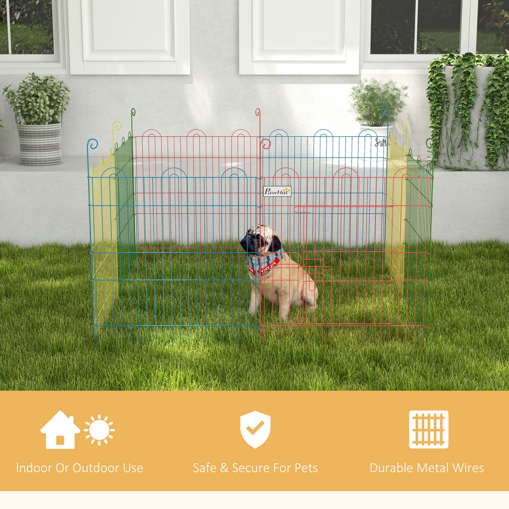 PawHut 6-Panel Pet Playpen with Door - Shape Options (Oct/Sq/Tri), Metal