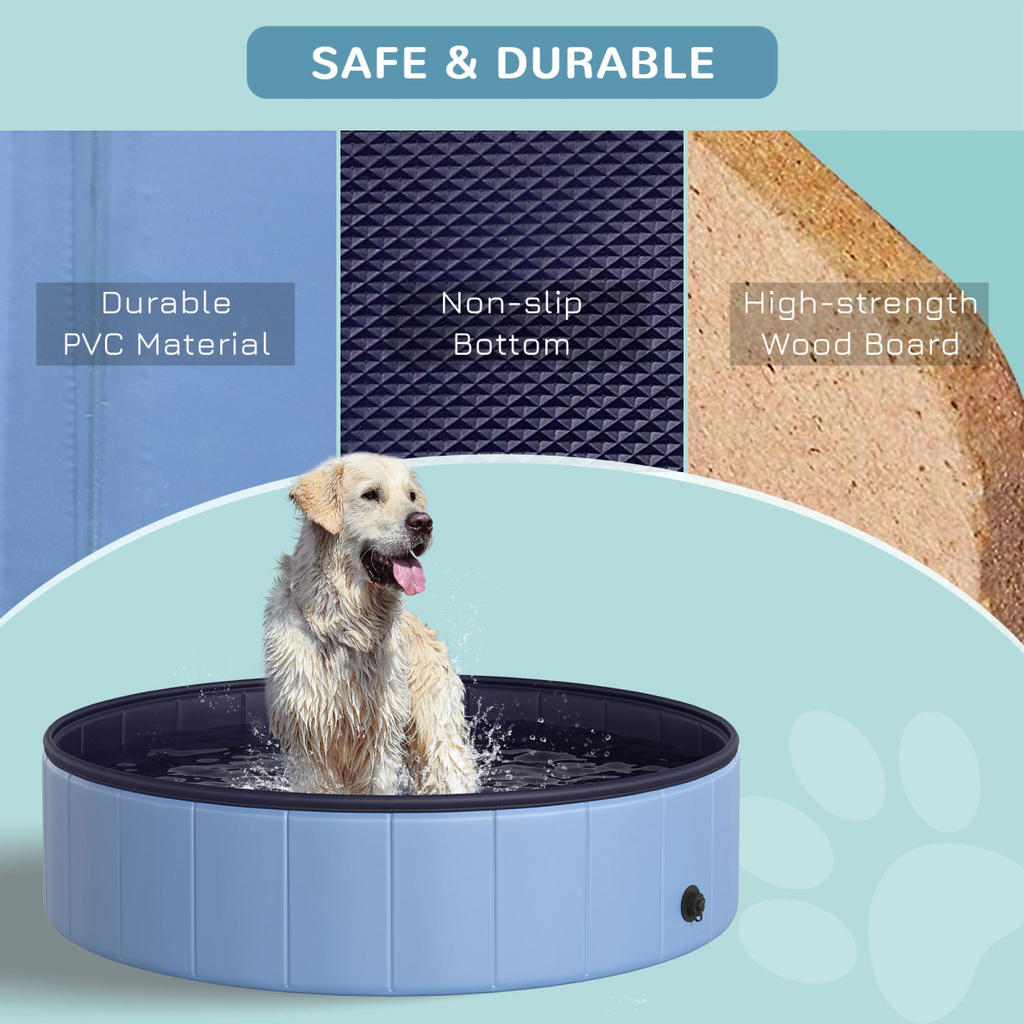 Foldable 120cm Portable Pet Pool - Blue Bath for Dogs & Cats