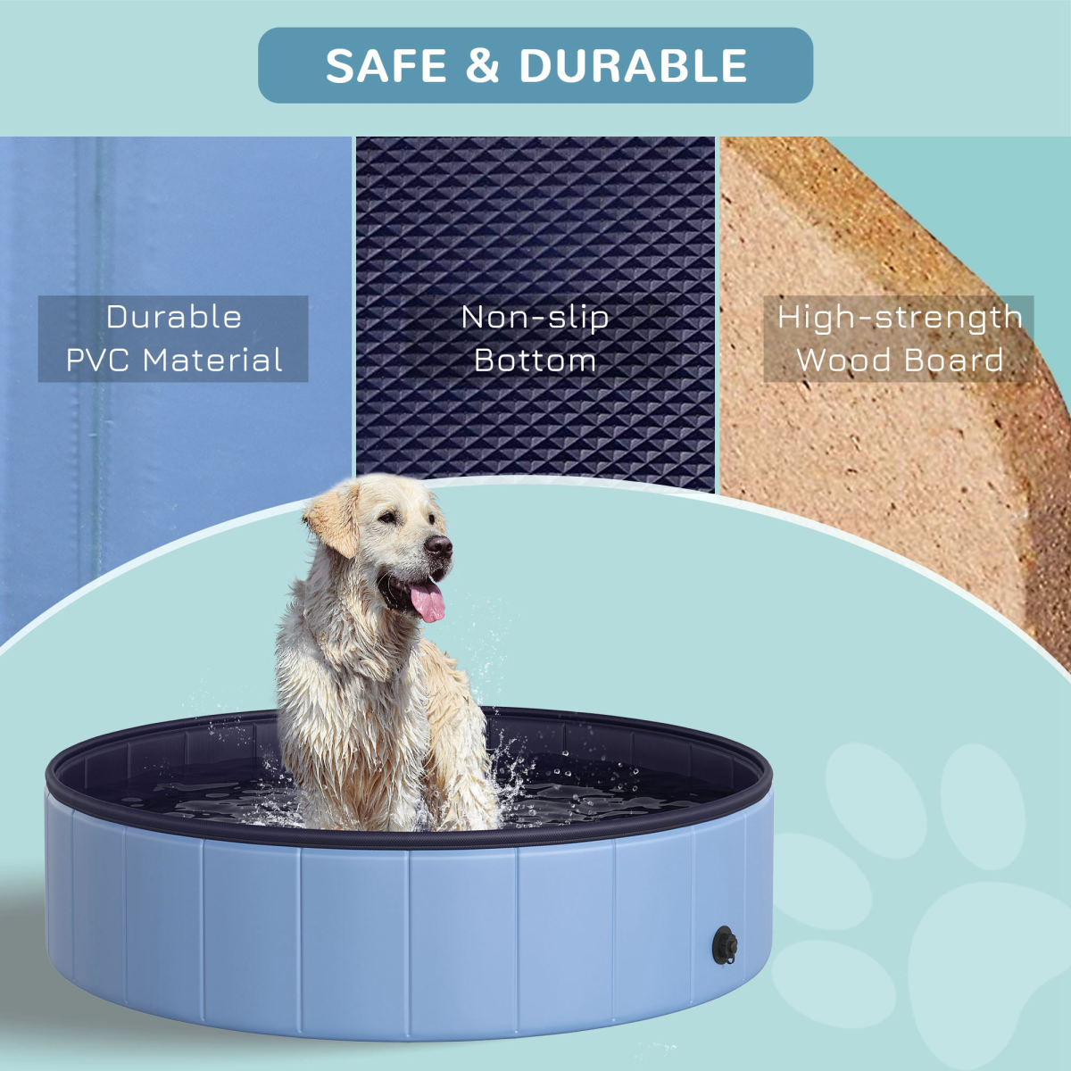 Foldable 120cm Portable Pet Pool - Blue Bath for Dogs & Cats