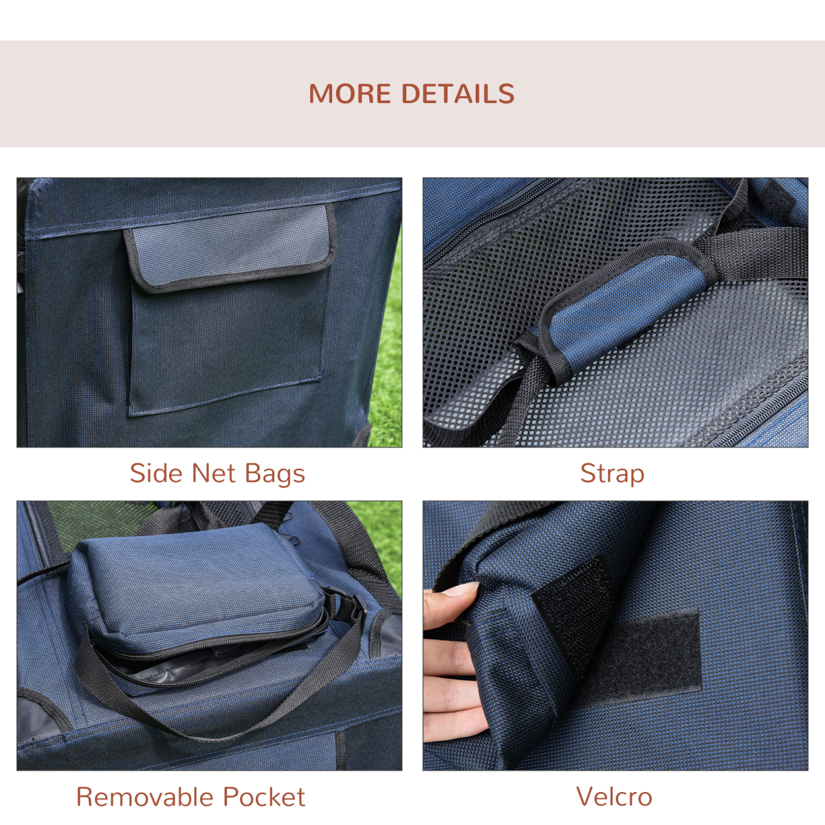 60cm Folding Pet Carrier with Cushion, Ventilated, Multi-Entry, Storage