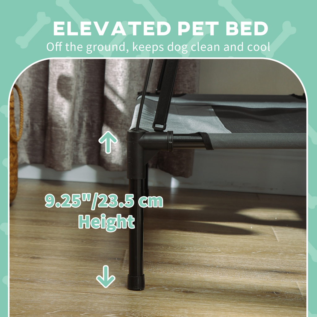 122 cm Elevated Pet Bed with Canopy - Outdoor Dog Cot Shelter, Grey
