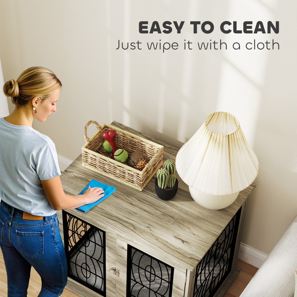 PawHut Multi-Function Dog Crate End Table with Cushioned Bed