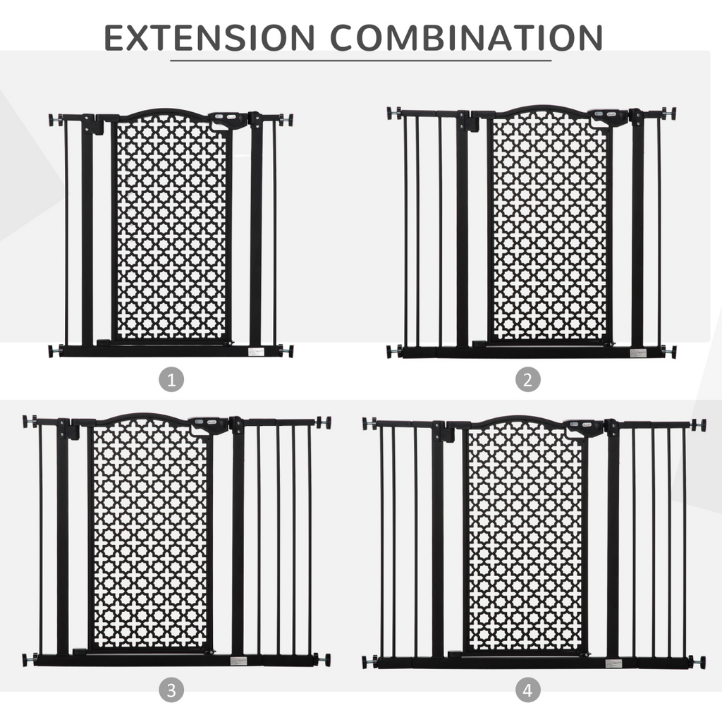 Pawhut 74-105 cm Pet Safety Gate - Pressure Fit, Auto-Close, Double Lock