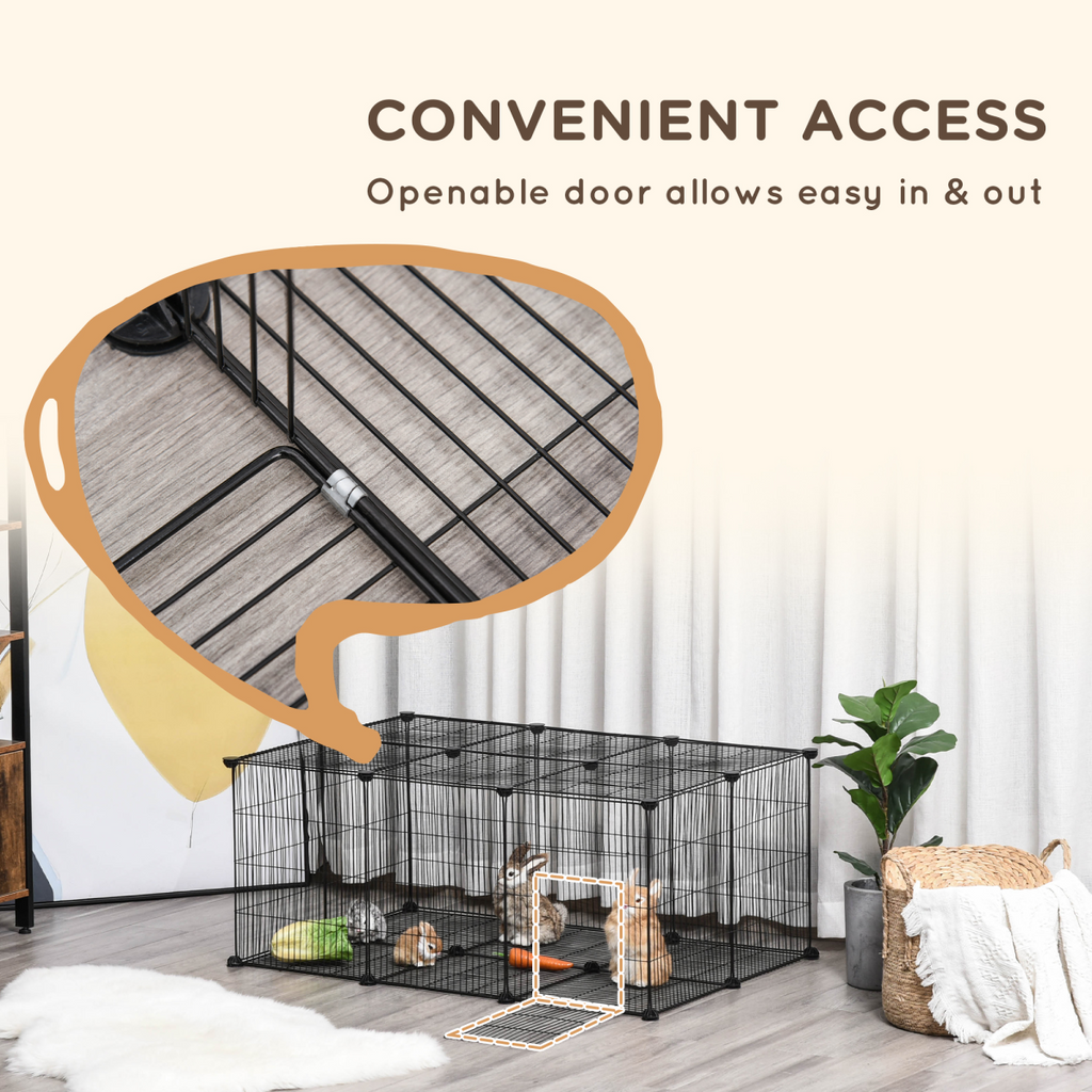 DIY Pet Playpen: 22-Piece Cage with Door for Rabbits, Chinchillas & Guinea Pigs