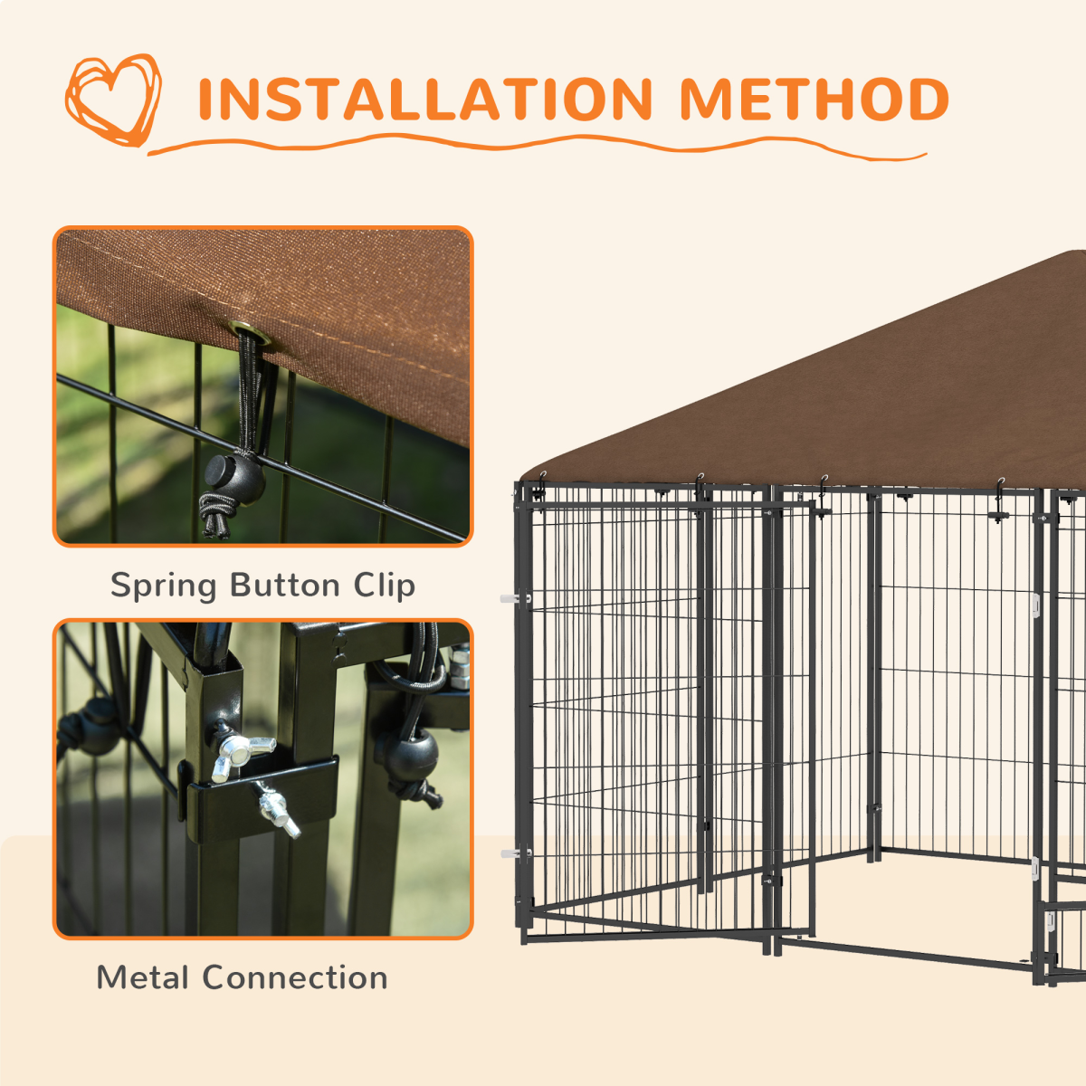 PawHut Outdoor Dog House with Canopy & Locking Rotating Bowl Holder