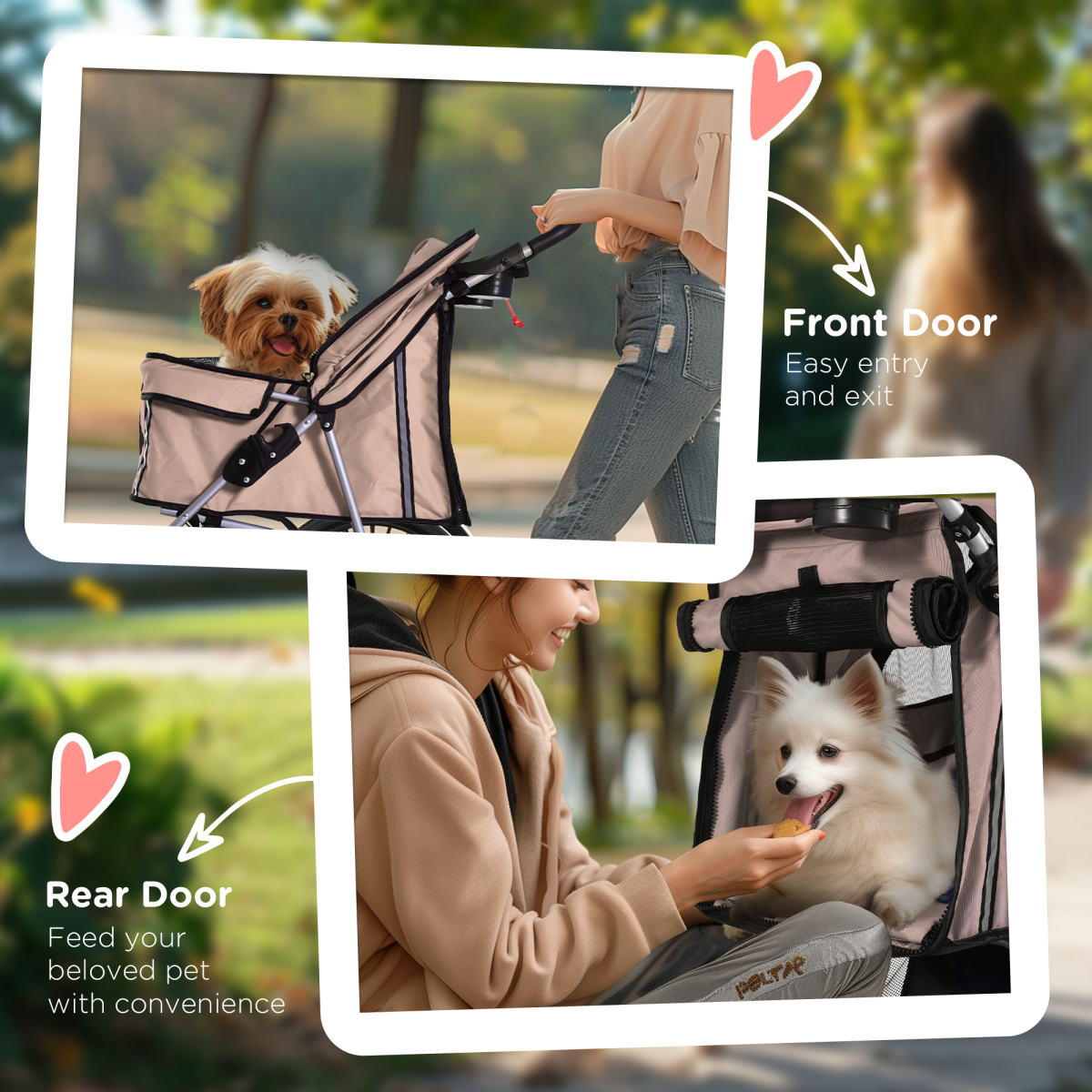 Pawhut Foldable 4-Wheel Pet Stroller Carrier - Deluxe Jogger for Dogs & Cats
