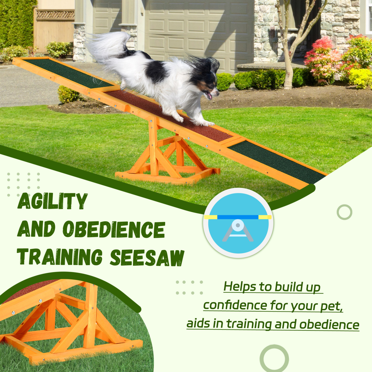 Pawhut Wooden Seesaw for Dogs - Training & Agility Toy, Non-Slip Surface