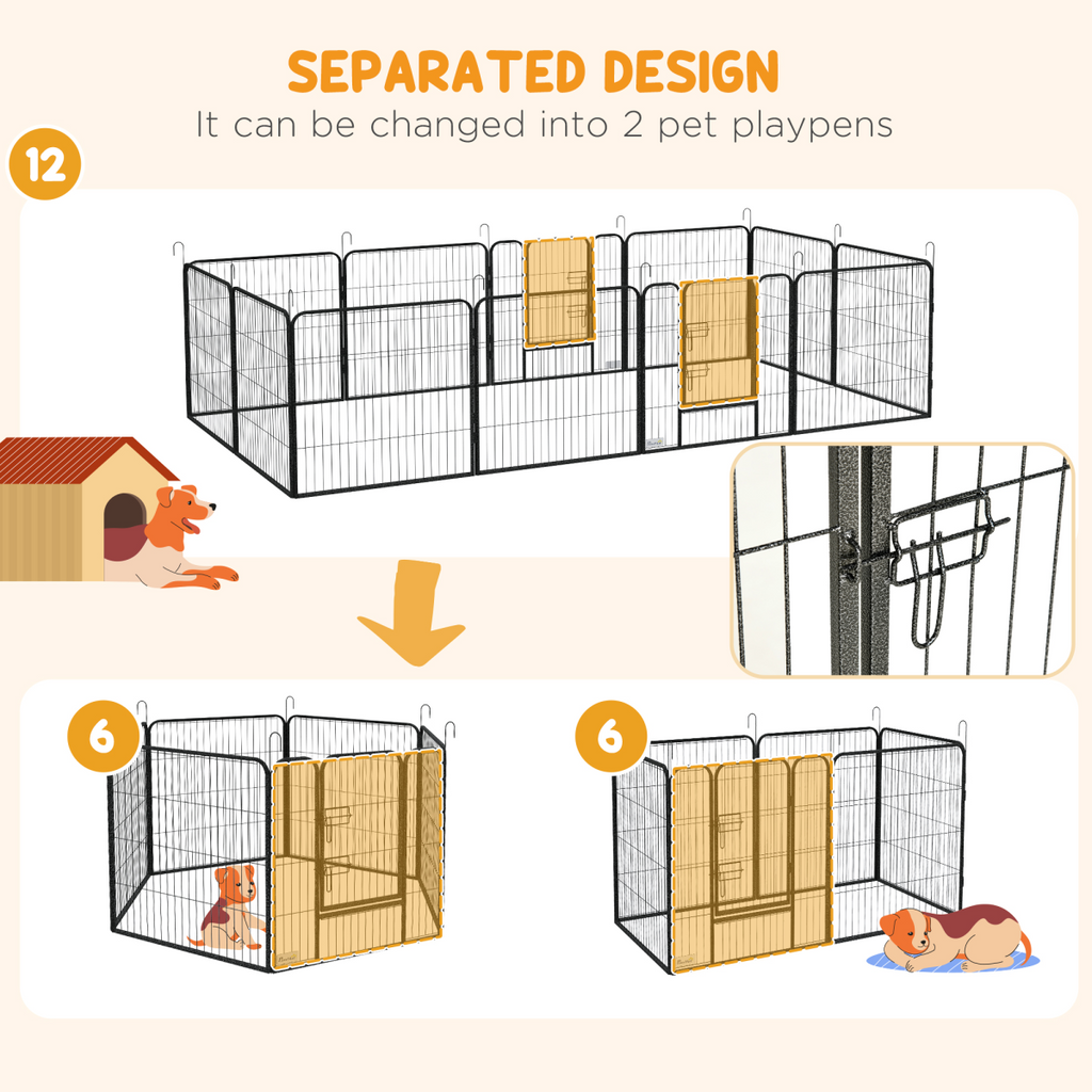 Heavy-Duty 12-Panel Puppy Play Pen for Indoor/Outdoor Use