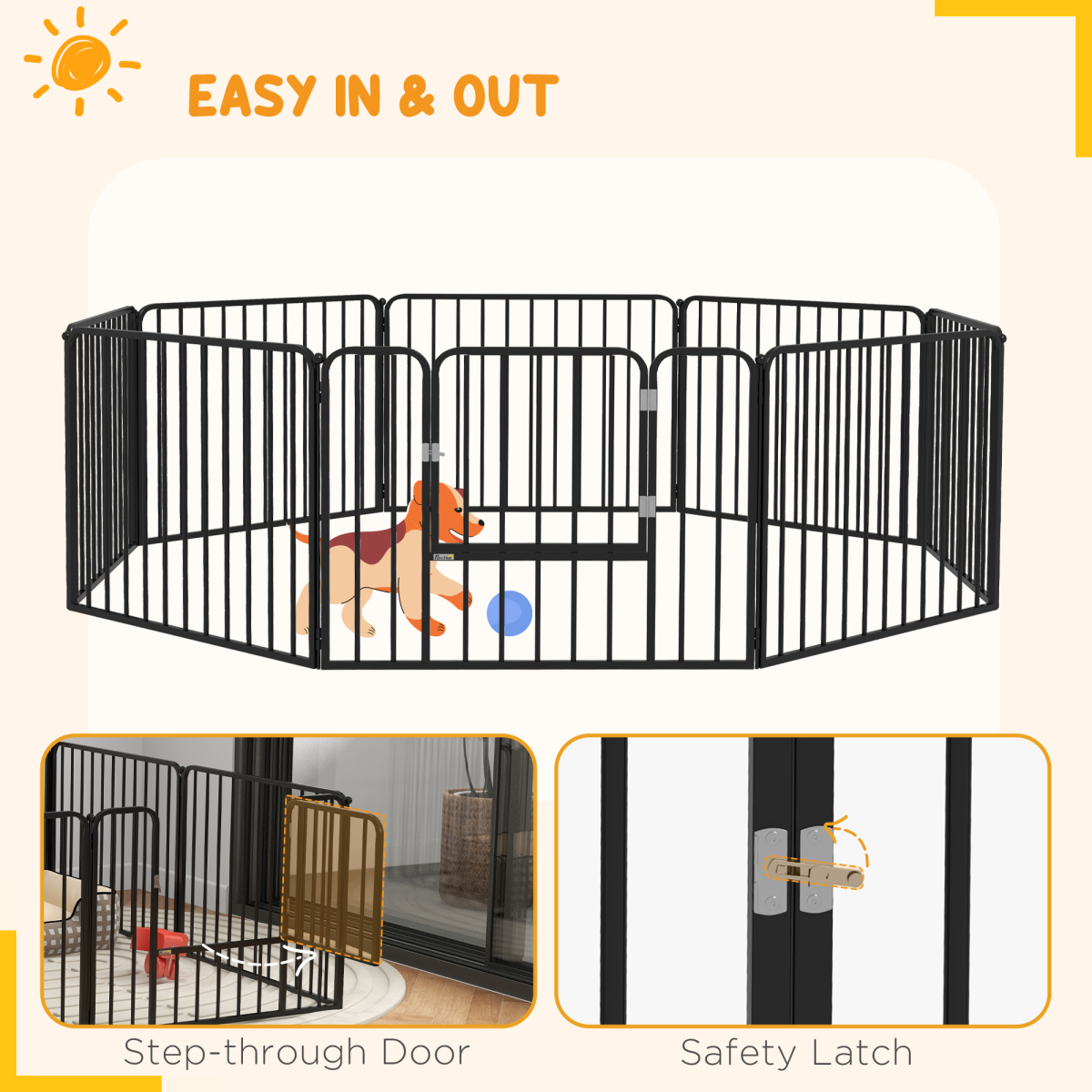 PawHut 60cm Heavy-Duty 8-Panel Dog Playpen for Small Dogs