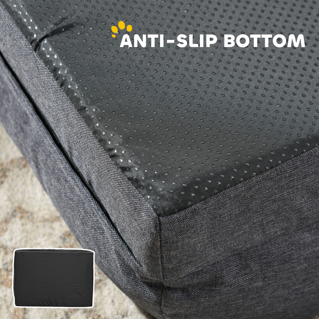 PawHut Large Dog Bed Calming Velvet Padding 7cm - Charcoal Grey