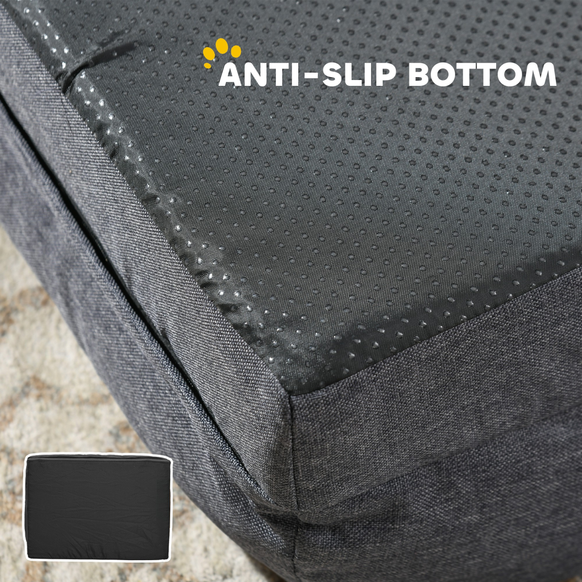 PawHut Large Dog Bed Calming Velvet Padding 7cm - Charcoal Grey