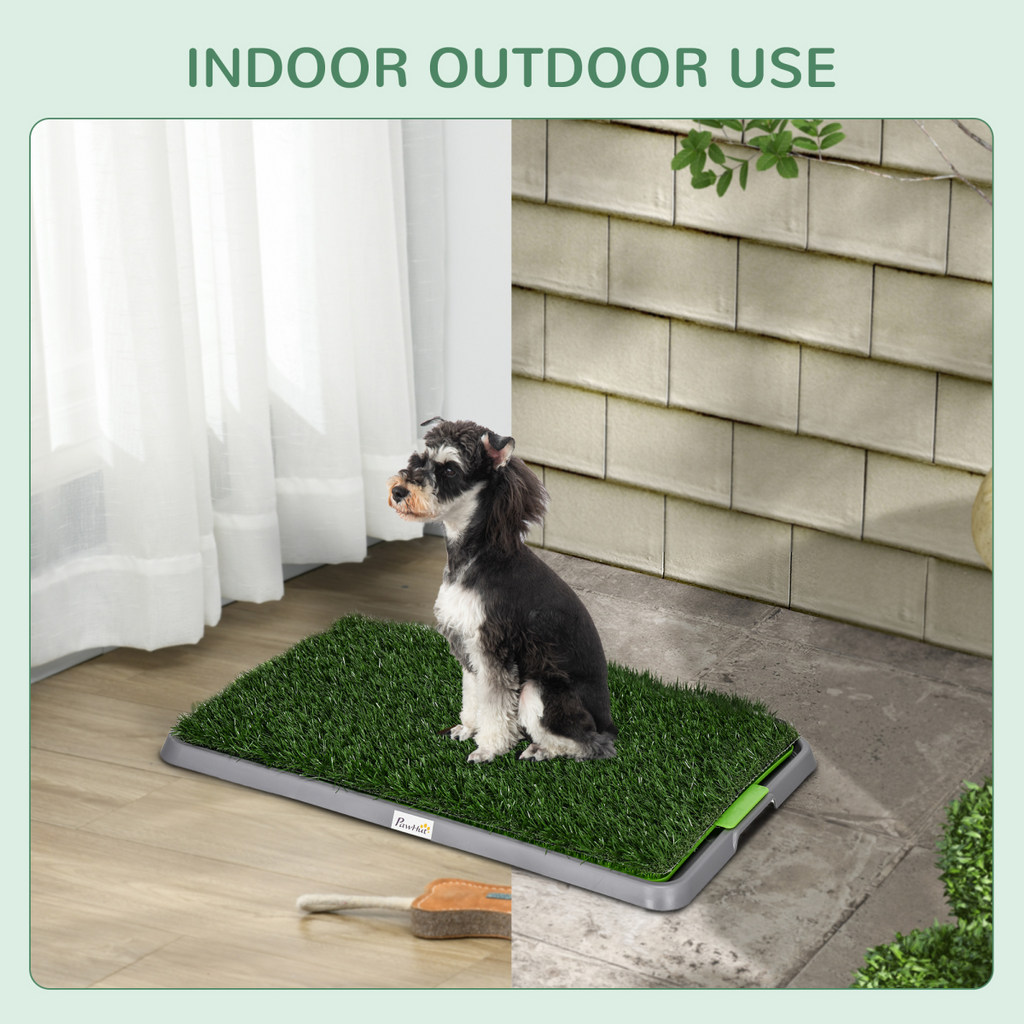 PawHut Dog Toilet with 2 Artificial Grass Pads, 67x41cm, Green