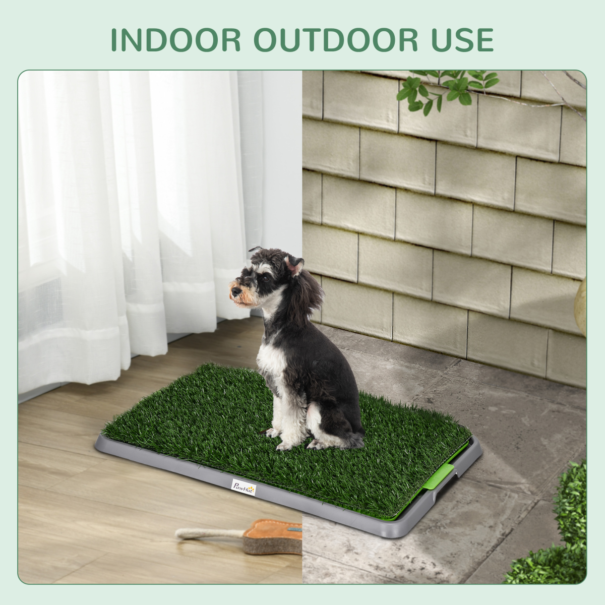 PawHut Dog Toilet with 2 Artificial Grass Pads, 67x41cm, Green