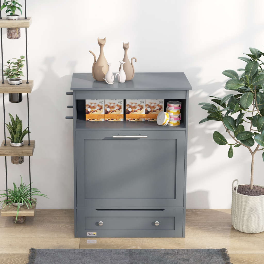 PawHut Pet Feeder Station with Storage Cabinet and Dual Bowls