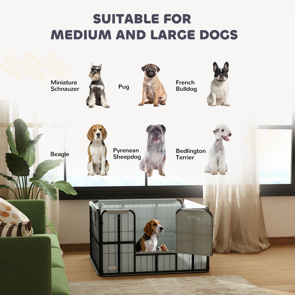 PawHut Whelping Box for Dogs: Washable Pee Pad, Windproof Cloth, Black