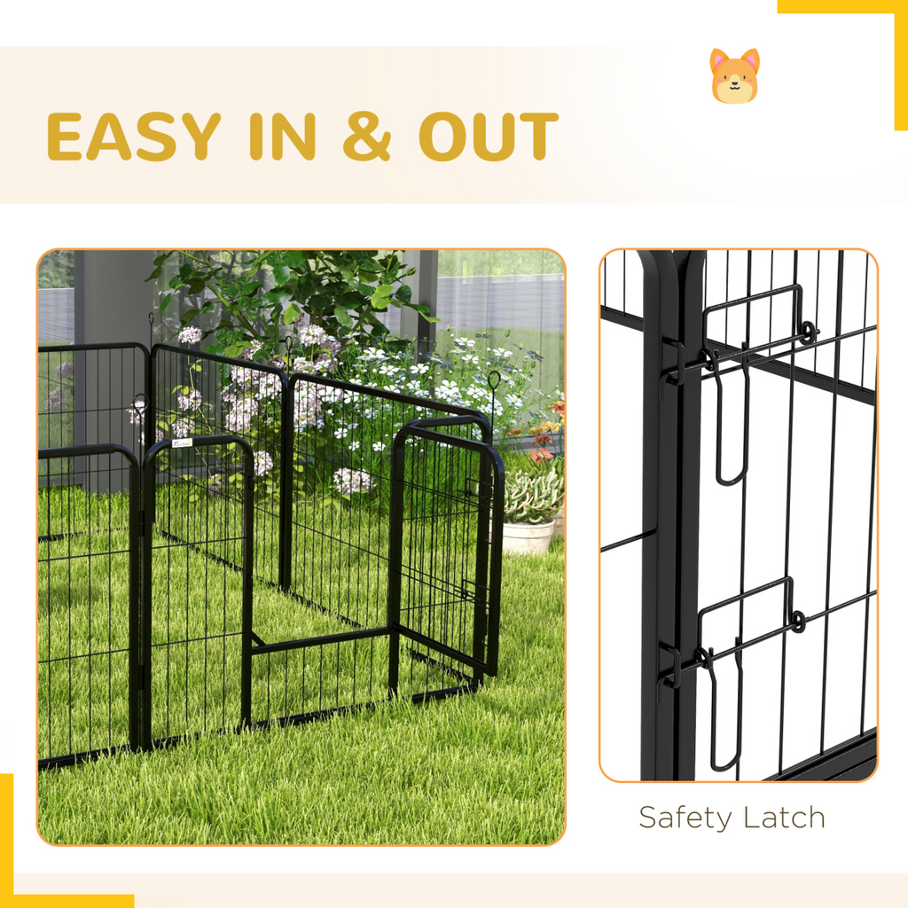 Pawhut 8-Panel Steel Pet Playpen and House - Indoor/Outdoor, Black