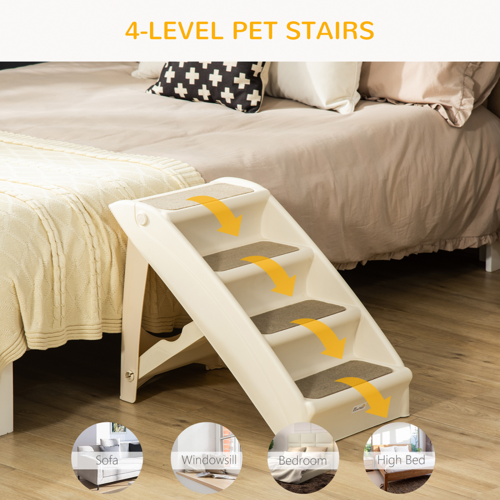 Portable Non-Slip Dog & Cat Steps for Bed & Sofa - Beige