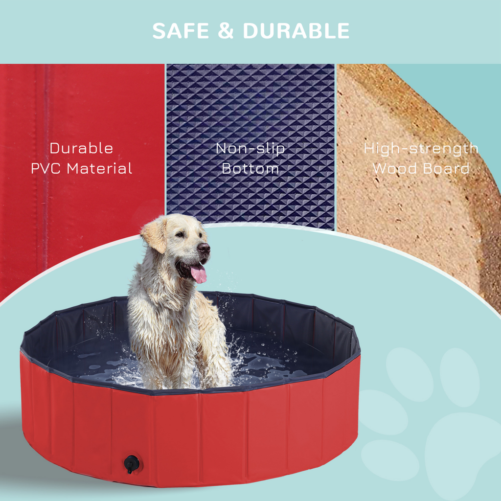 Pawhut 120cm Foldable Pet Paddling Pool - Indoor/Outdoor, Easy Clean