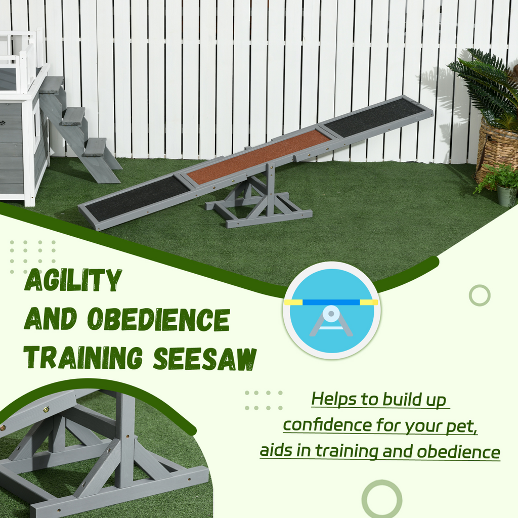 PawHut Large Wooden Pet Seesaw with Anti-Slip Surface 180x30x30 cm