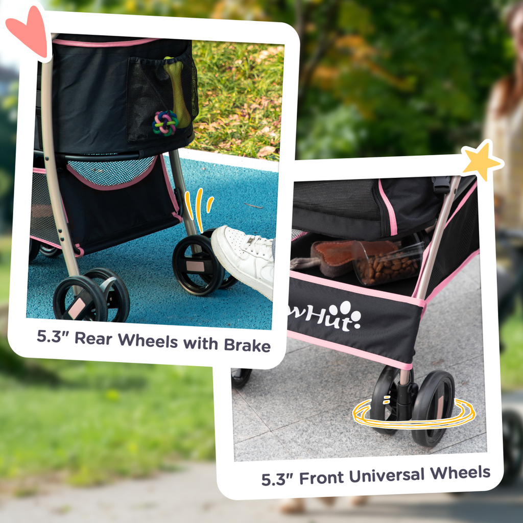 PawHut 3-in-1 Pet Stroller with Detachable Carriage - Pink