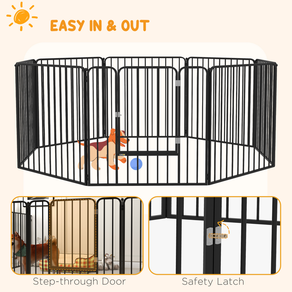 PawHut 80cm 8-Panel Heavy-Duty Dog Playpen for Small & Medium Dogs