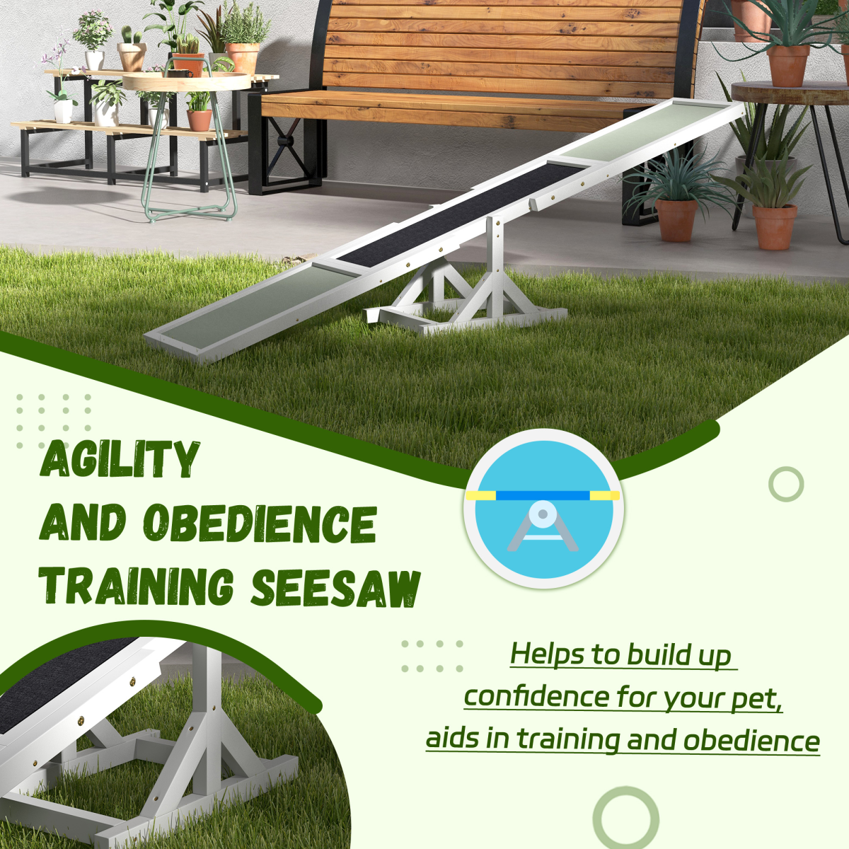 PawHut Wood Seesaw for Large Dogs - Anti-Slip & Outdoor-Ready