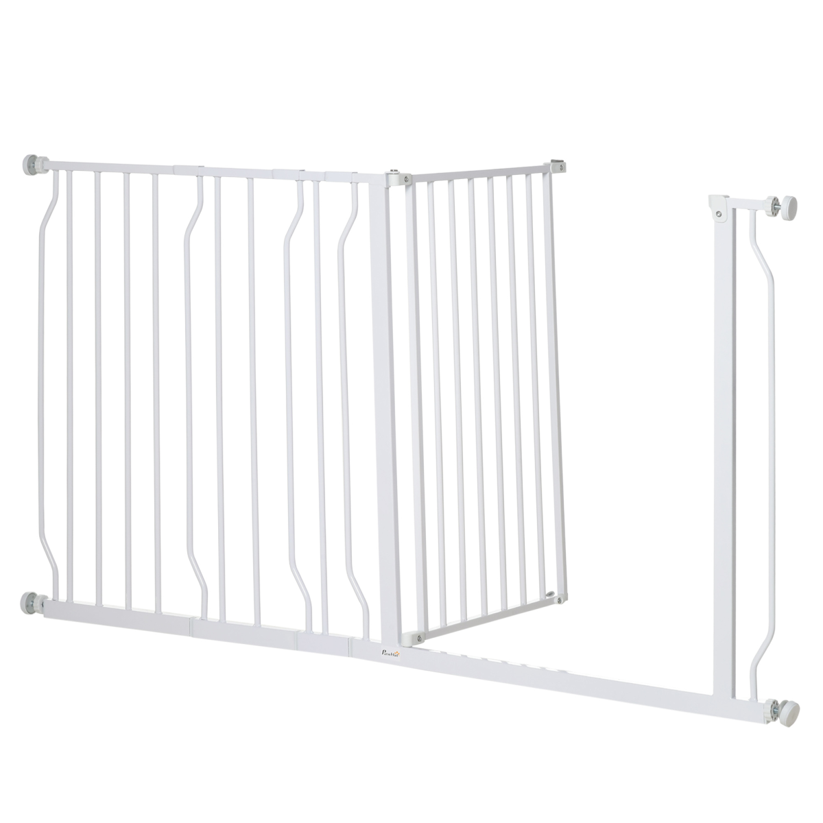 White Adjustable Pet Safety Gate - Metal Dog Barrier for Doorways