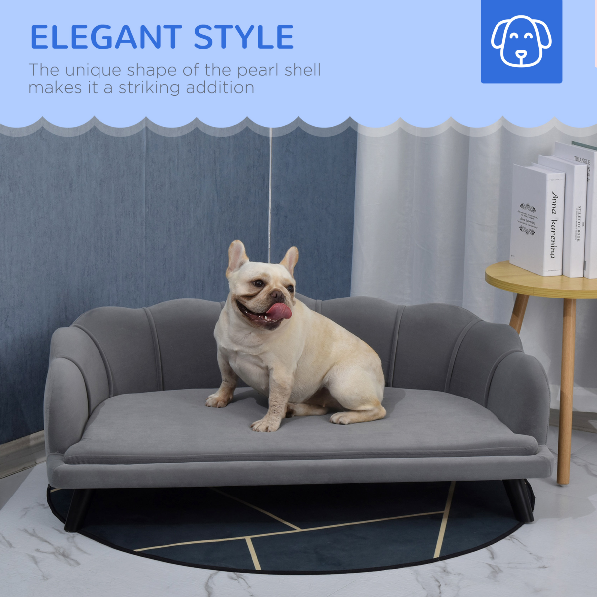 PawHut Dog Sofa Bed with Legs - For Medium to Large Dogs, Grey
