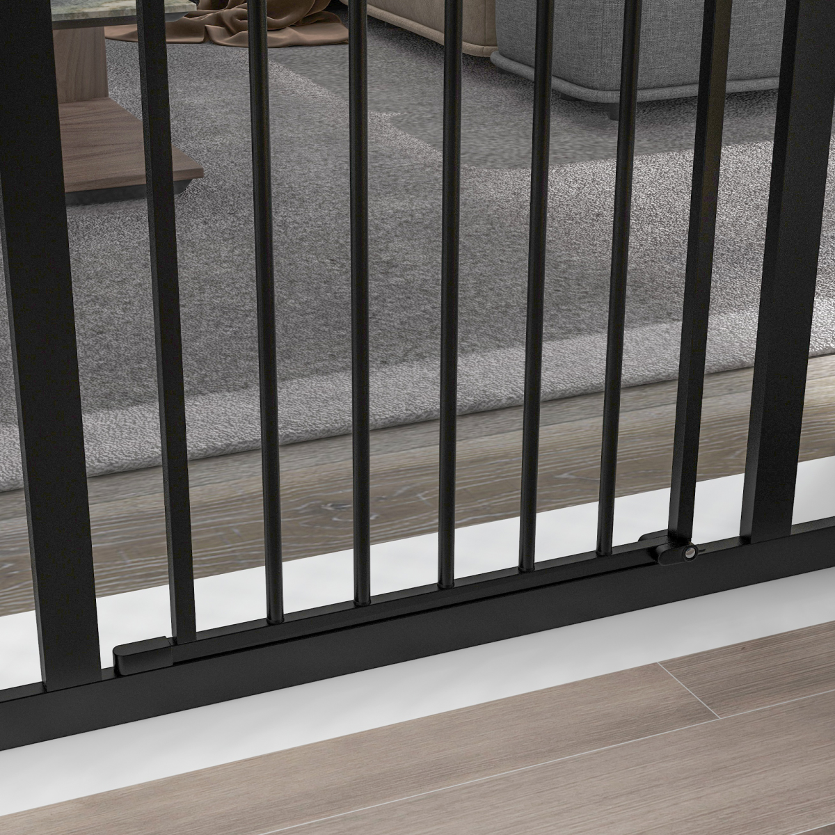 PawHut Adjustable 74-100cm Metal Pet Gate with Auto-Close, Black