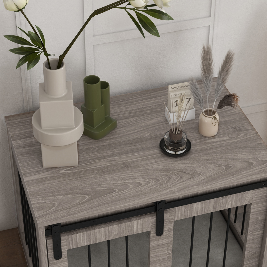 PawHut Dog Crate Furniture with Removable Cushion and Side Table