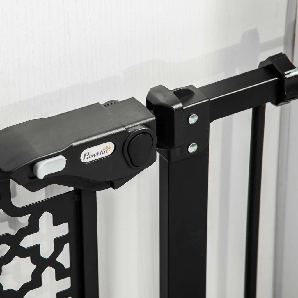 74-80 cm Pet Safety Gate - Auto-Close, Pressure-Fit, Double Locking, Black