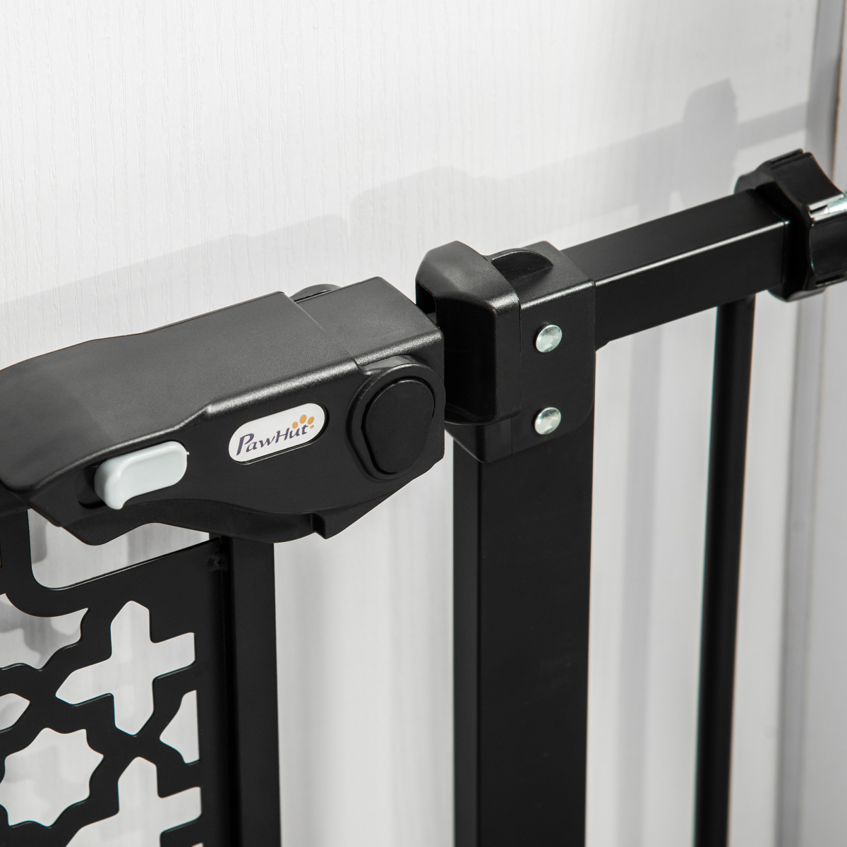 74-80 cm Pet Safety Gate - Auto-Close, Pressure-Fit, Double Locking, Black