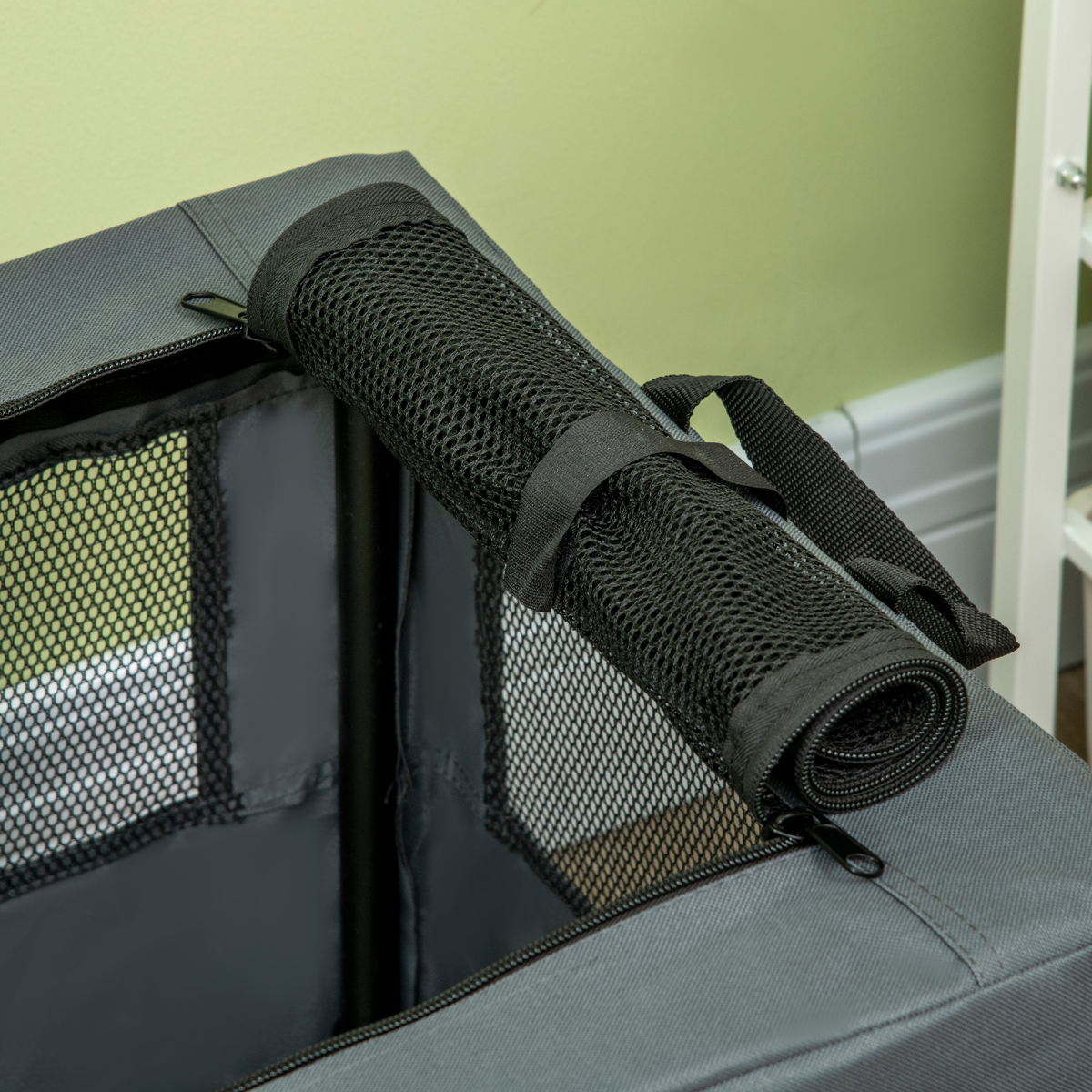 60cm Foldable Cat & Small Dog Carrier with Cushion - Grey