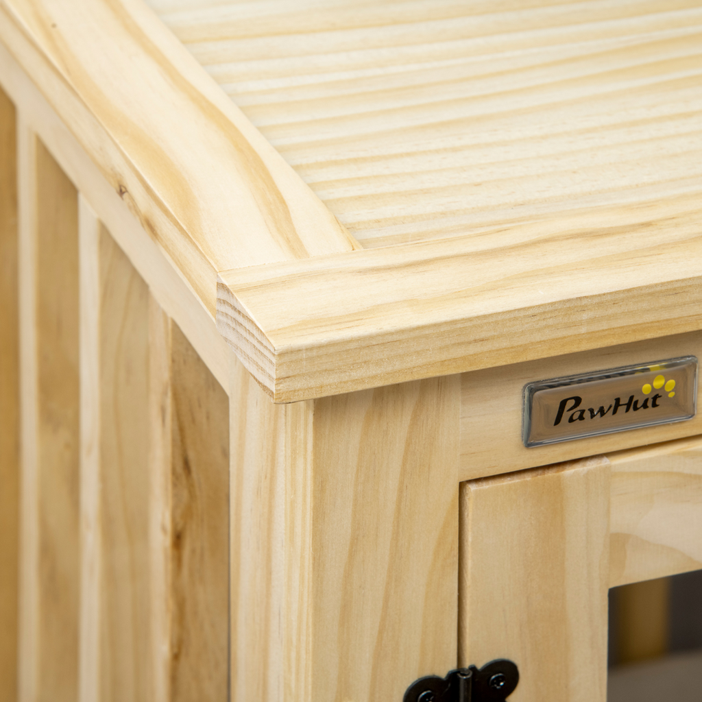 Wooden Dog Crate Furniture with Double Doors and Cushioned Pad - For Medium Dogs