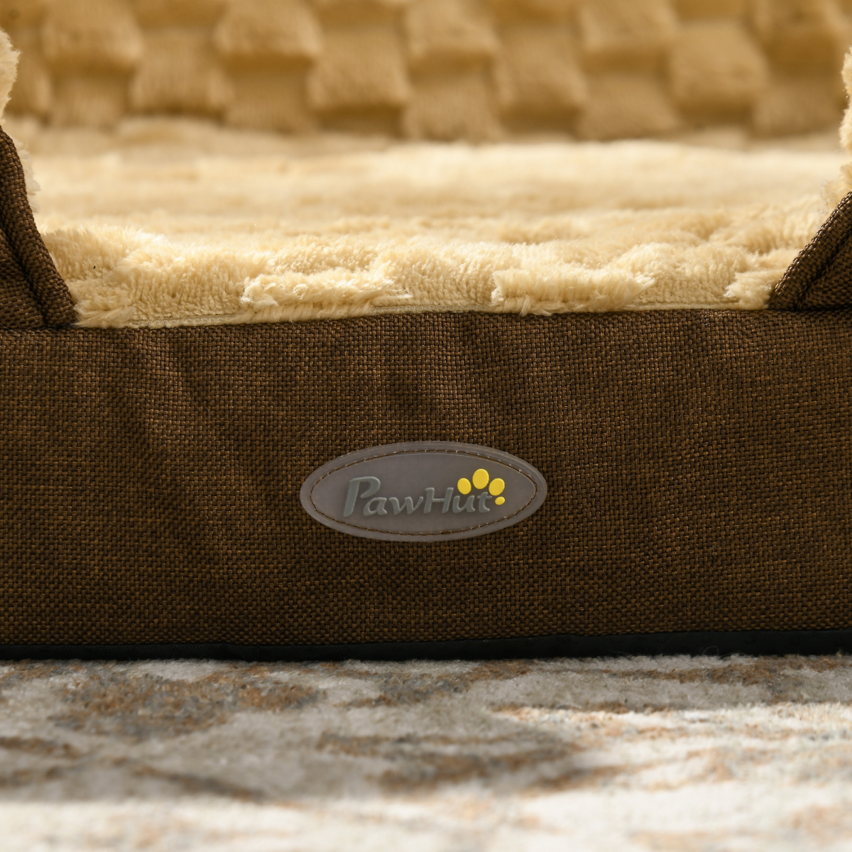 PawHut Calming Large Dog Bed with Thick Bolster, Non-Slip, Brown