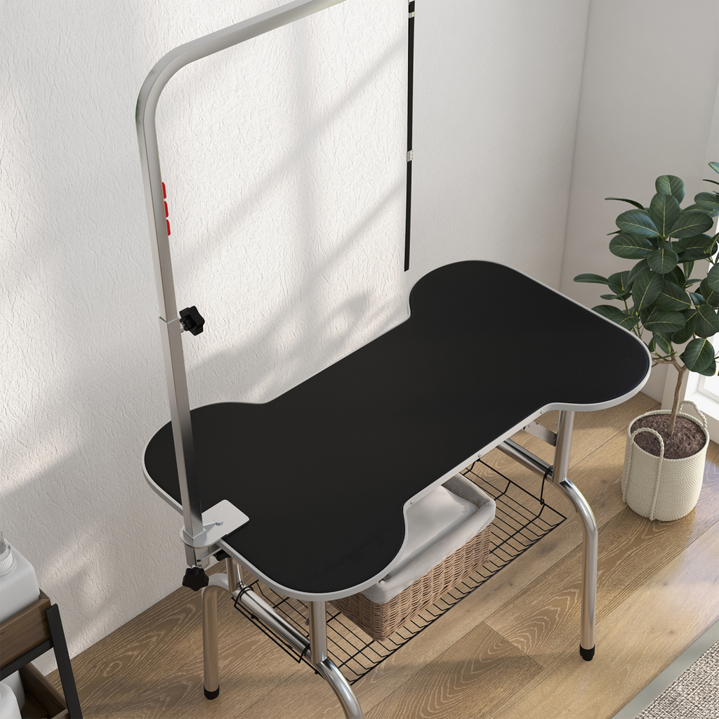 Sturdy Foldable Pet Grooming Table with Adjustable Arm and Non-Slip Top