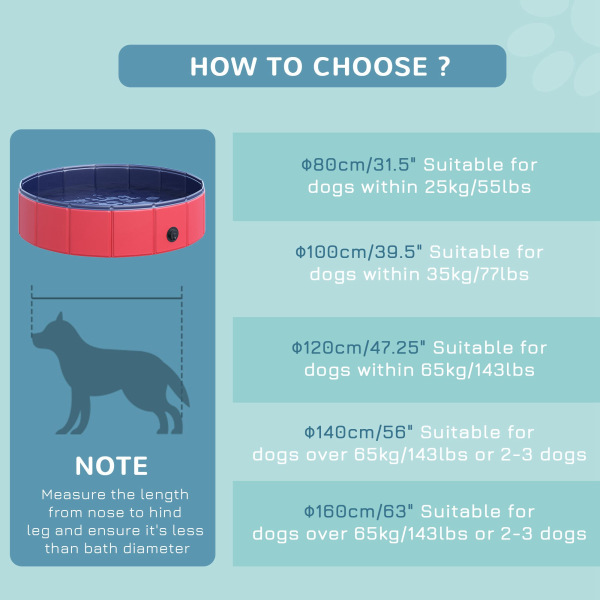 Red Pawhut Foldable Pet Paddling Pool, 80cm Diameter, Indoor/Outdoor
