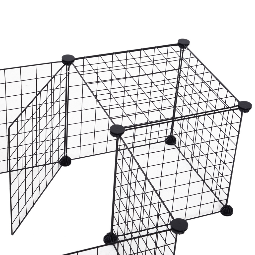 DIY Metal Pet Playpen - 12-Panel Cage for Small Animals (Black)