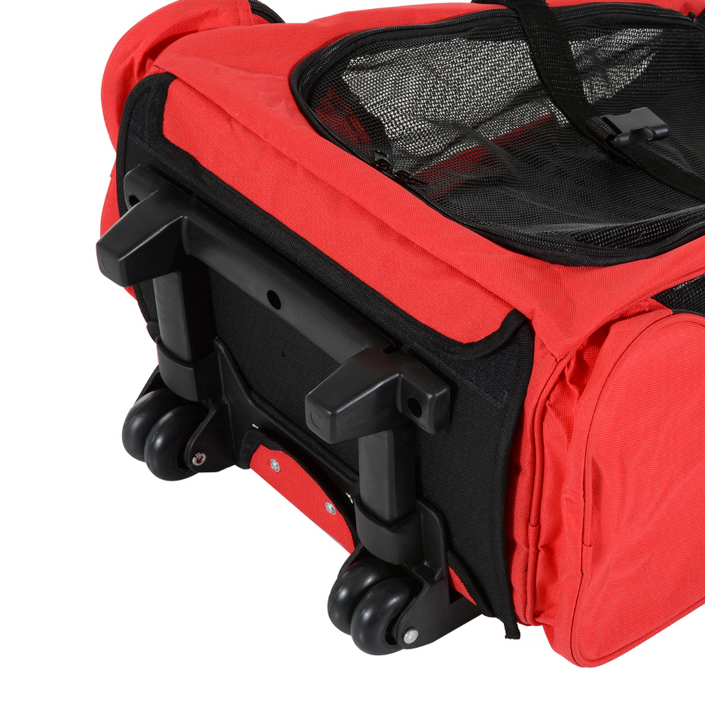 2-in-1 Pet Travel Backpack & Trolley Carrier with Telescopic Handle