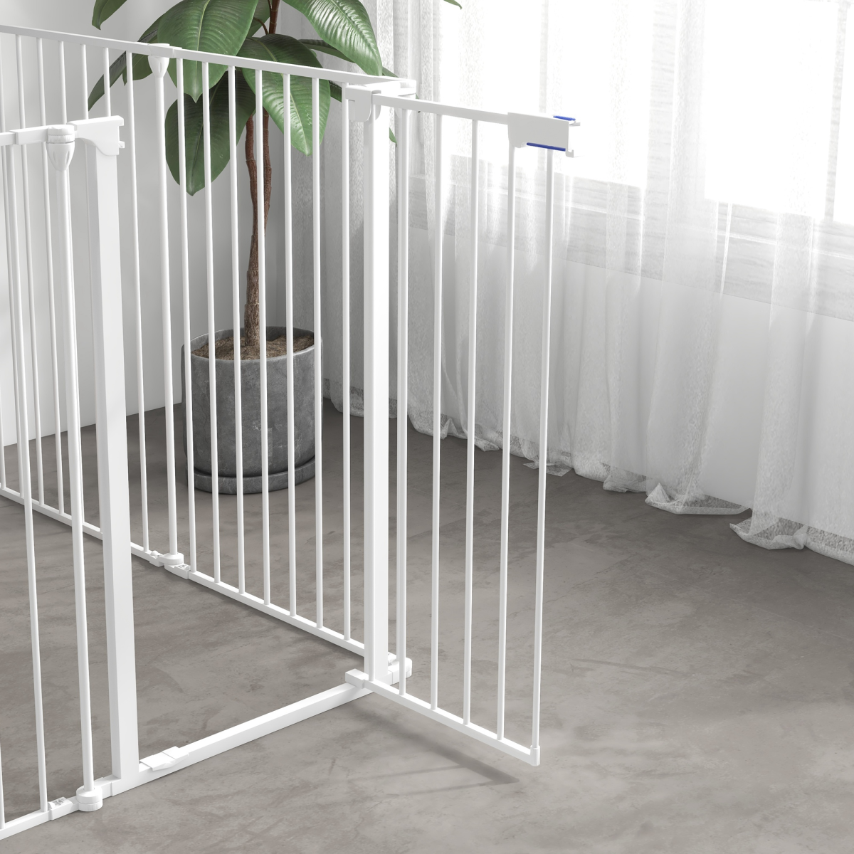 PawHut 2-in-1 Dog Pen & Safety Gate, 6-Panel, Foldable, 90cm White