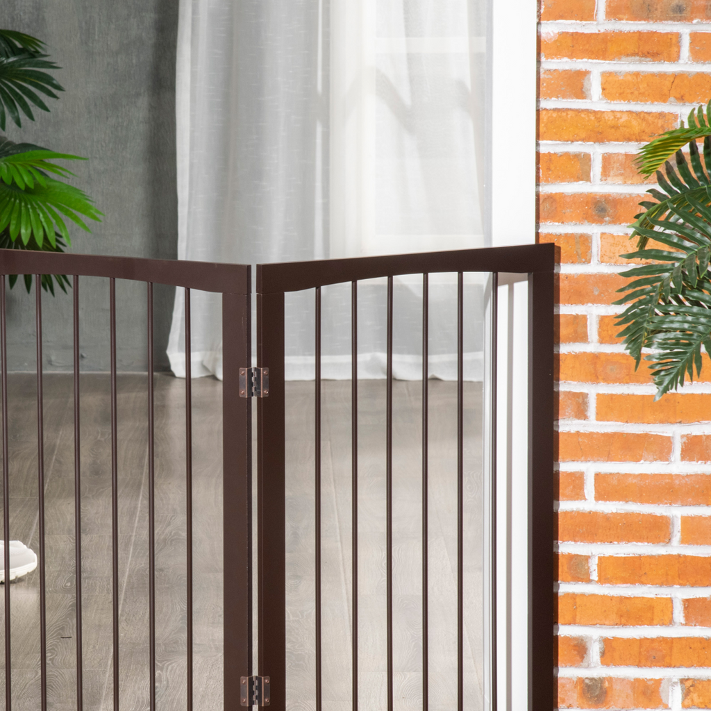 Folding Pine Wood Pet Gate Free-Standing Indoor Dog Fence Child-Safe Small Dogs