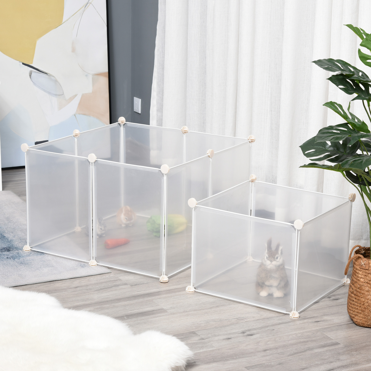 Pawhut DIY 12-Panel Pet Playpen Cage for Rabbits, Chinchillas & Guinea Pigs