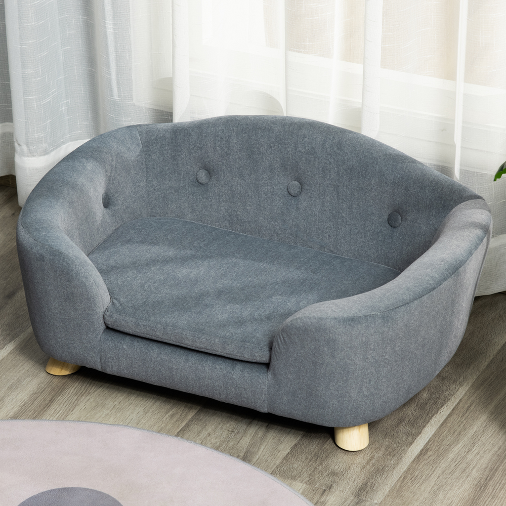 Pawhut Small Dog Sofa - Short Plush, 70x47x30 cm, Grey