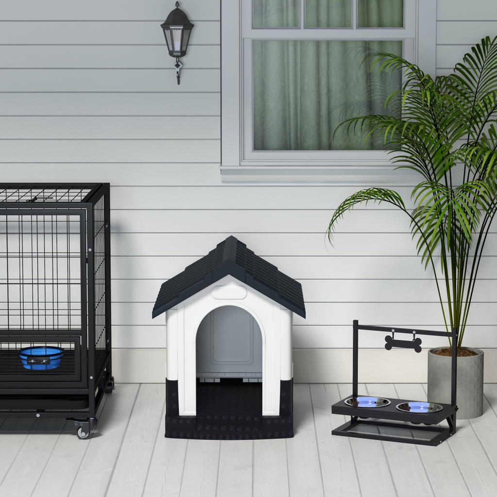 PawHut Outdoor Dog Kennel (XS) Grey, 66x64.5x57 cm, Elevated, Water-Resistant