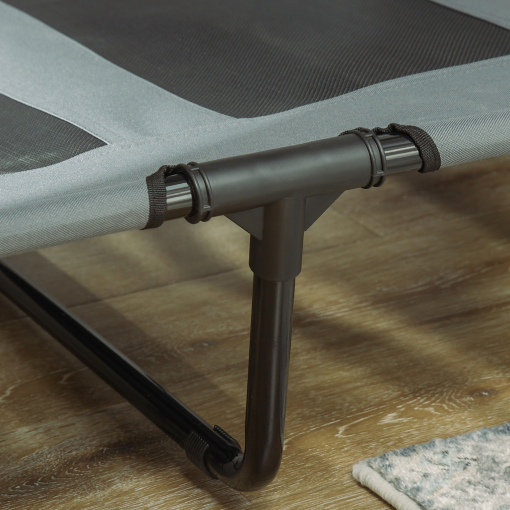122 cm Elevated Pet Bed with Canopy - Outdoor Dog Cot Shelter, Grey