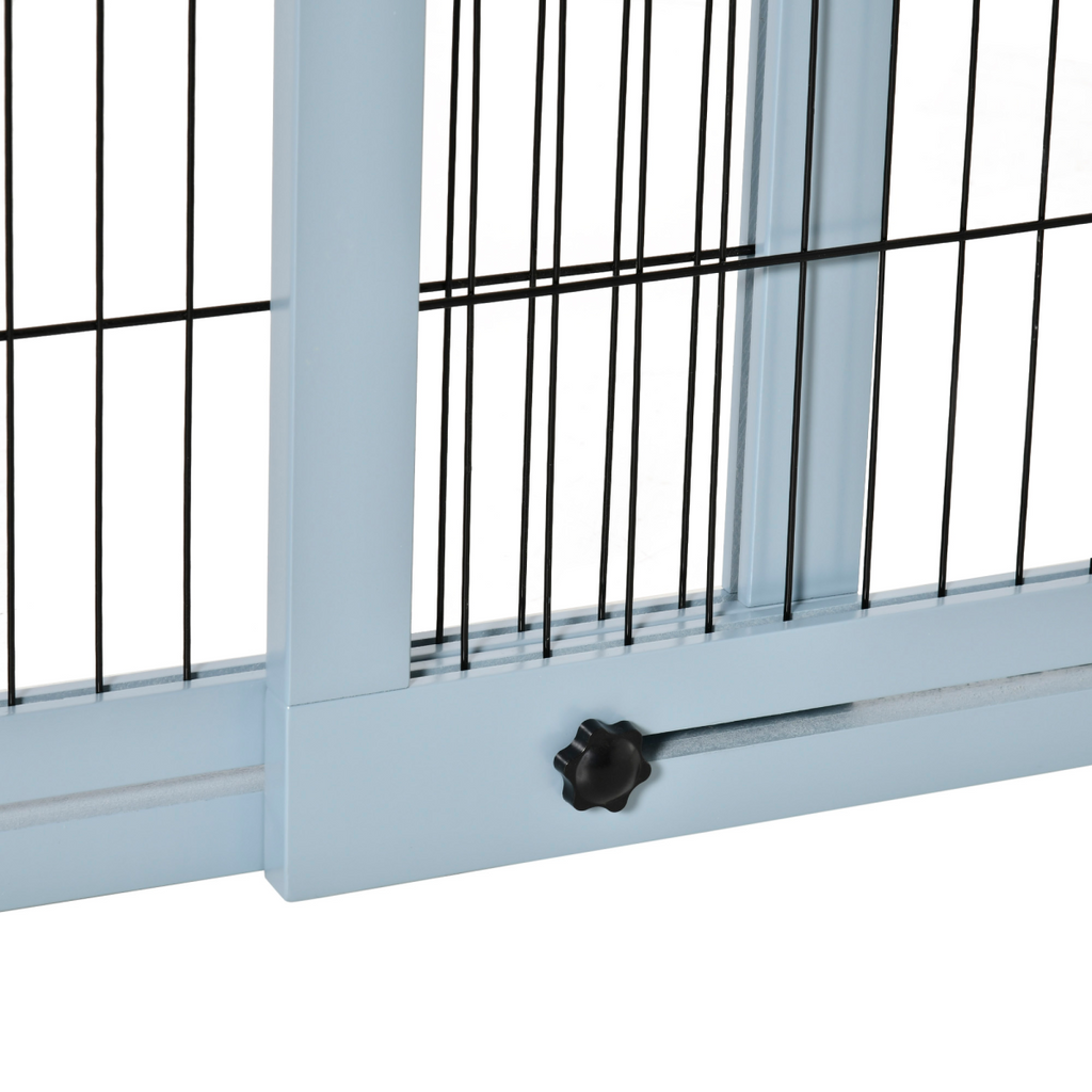Pawhut Adjustable Freestanding Wooden Pet Gate for Doorways - Grey