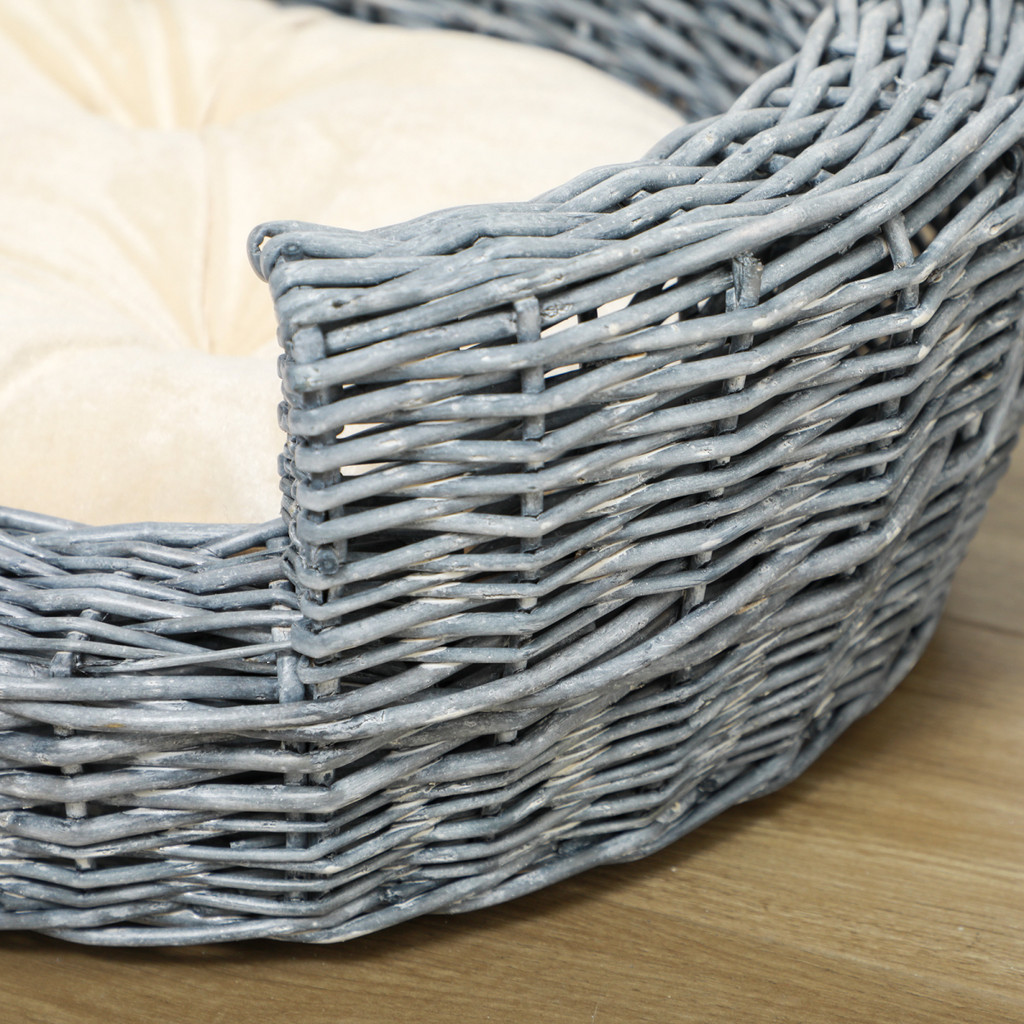 Elevated Willow Wicker Pet Bed & Cushion for Cats & Small Dogs