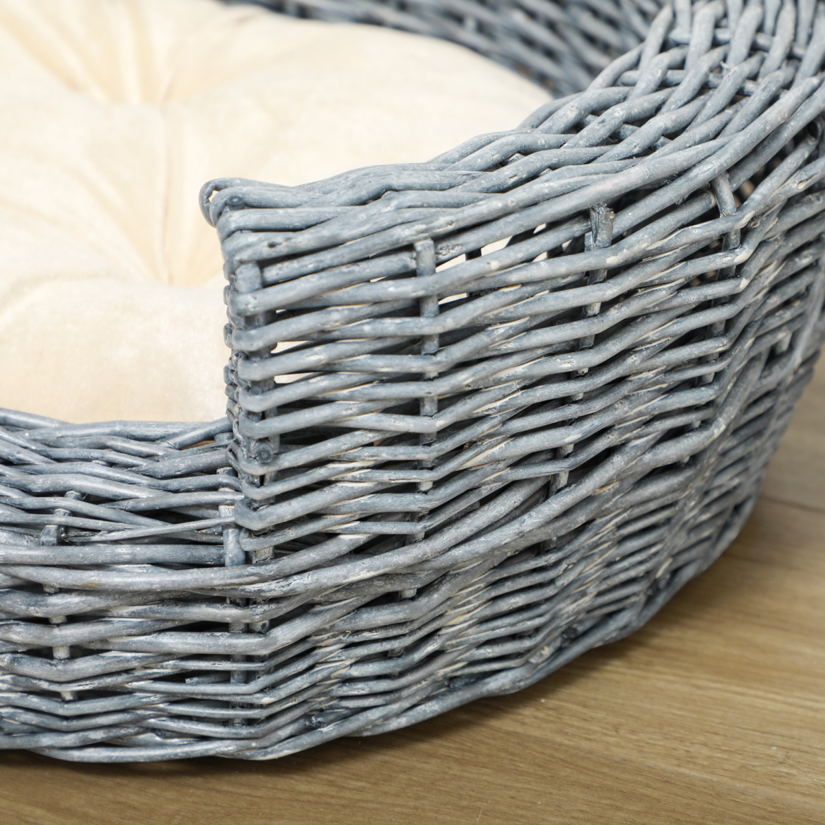 Elevated Willow Wicker Pet Bed & Cushion for Cats & Small Dogs