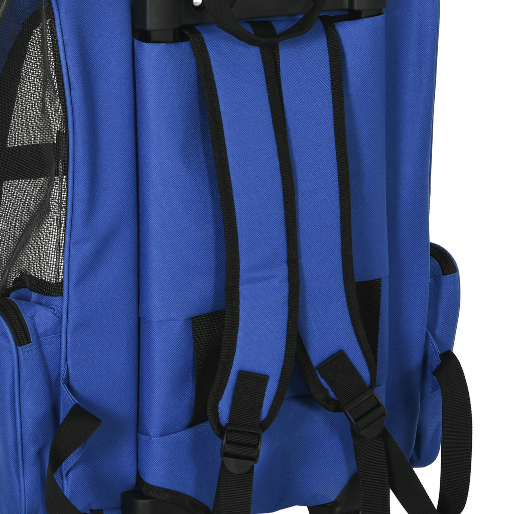 2-in-1 Pet Travel Backpack & Trolley Carrier with Telescopic Handle - 4 PU Wheels