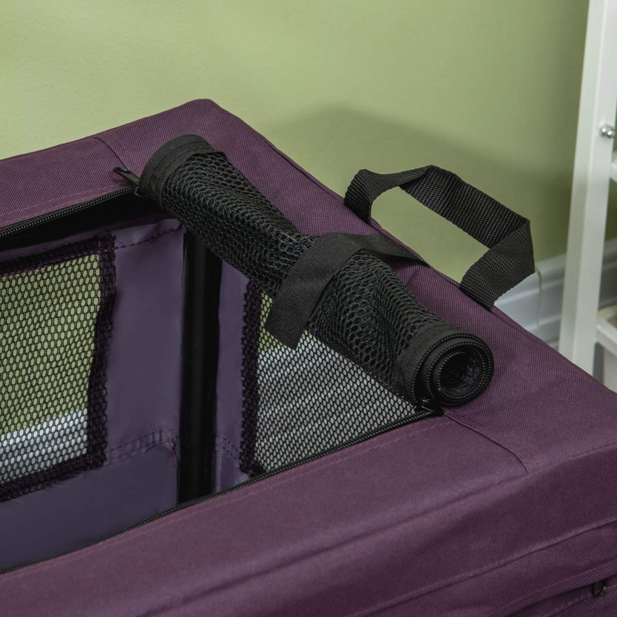 60cm Foldable Pet Carrier with Cushion - Purple Cat/Dog Travel Bag